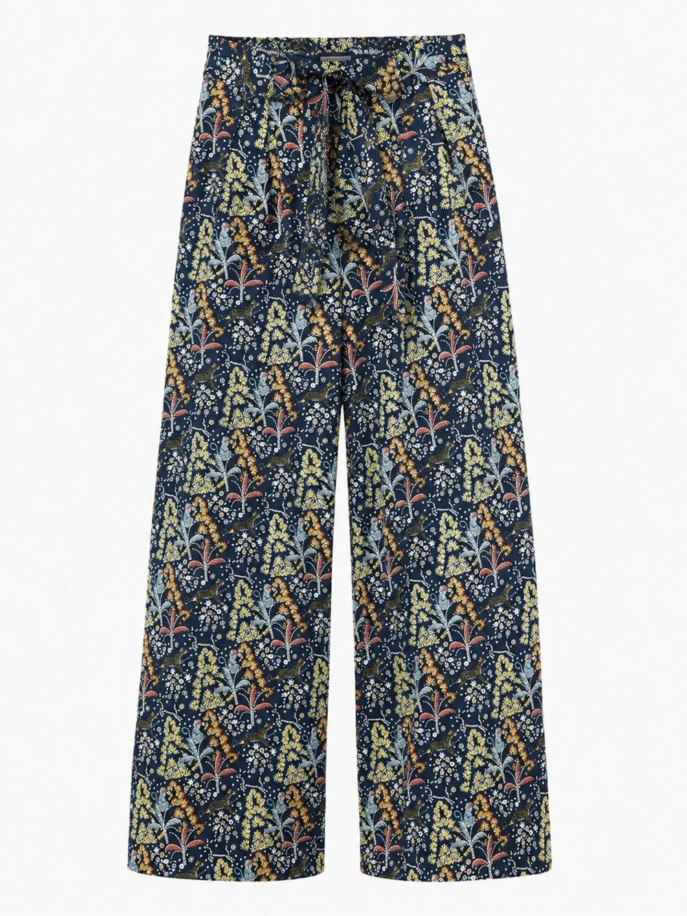 J.Crew Point Sur Jungle Print Crepe Belted Wide Leg Pants